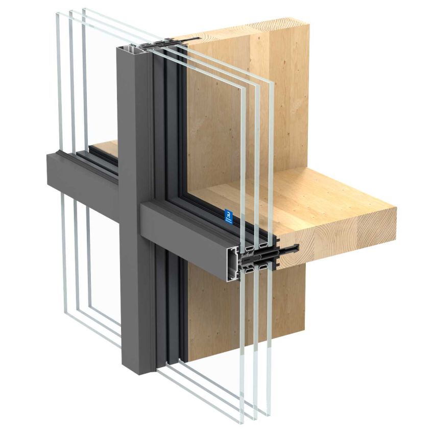Reynaers Aluminium élargit son portefeuille avec TimberWall 50, son premier mur-rideau hybride bois-aluminium